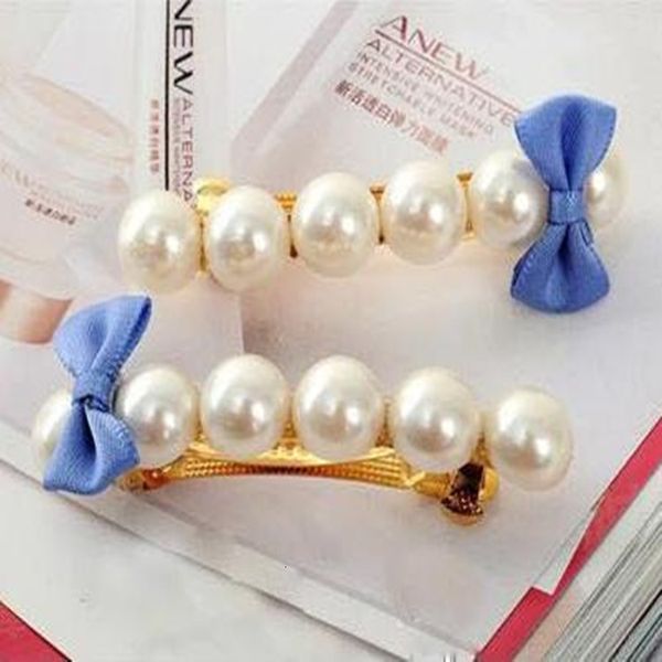 

version of small fresh bow hairpin word pearl hairpin simple headdress shop hair accessories, Golden;silver