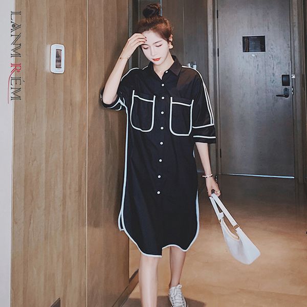 

summer long shirt for women lapel single breasted irregular casual shirts female fashion streetwear 2d1694 210507, White