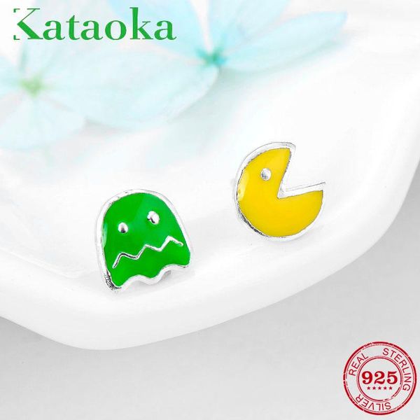 

stud greedy beans green and yellow lovely earings 925 sterling silver fashion jewelry girl gift 2021, Golden;silver