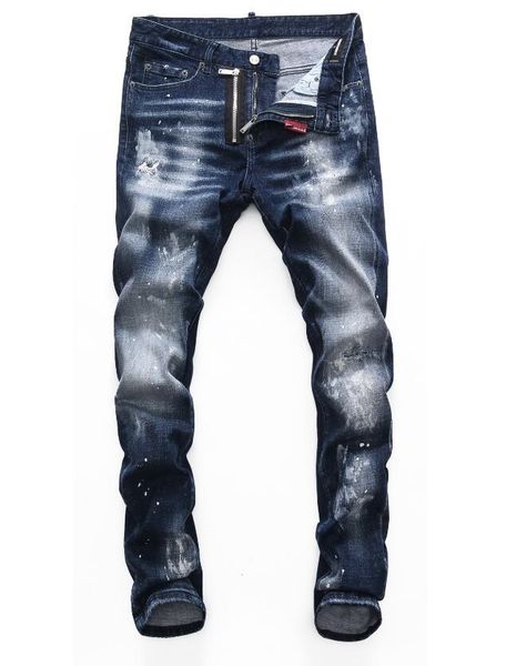 

2021 the latest fashion jeans and men's pants stylist tight holes slim boutique craft no.28-40#239, Blue