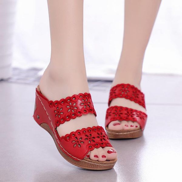

slippers sandals female summer with hollow increased fashion comfortable wild open toe roman and, Black