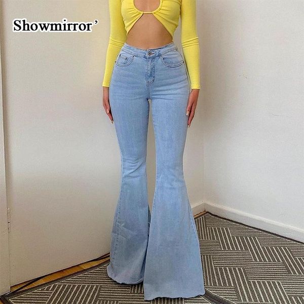 

women's jeans showmirror skinny flare push up woman high waist lace denim pants capris casual vintage straight long trousers, Blue