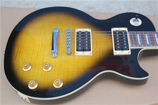 

classic electric guitar with good sound quality, new style, guitar sunburst color