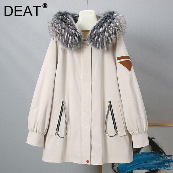 

women's fur & faux deat hight qualit thick real jacket furs lapel long sleeve coat fashion tide winter 2021 19d4637, Black