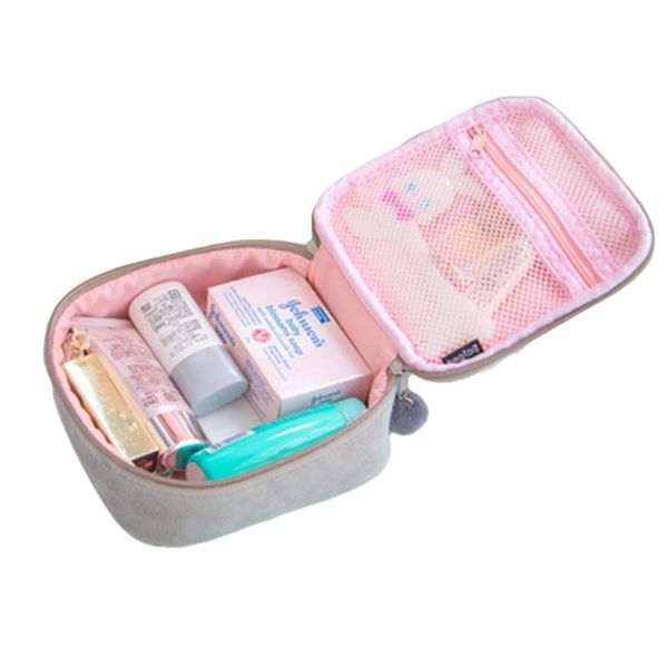

women makeup bag soft plush cute style toiletry organizer waterproof portable cosmetic storage pouch for ladies bags & cases