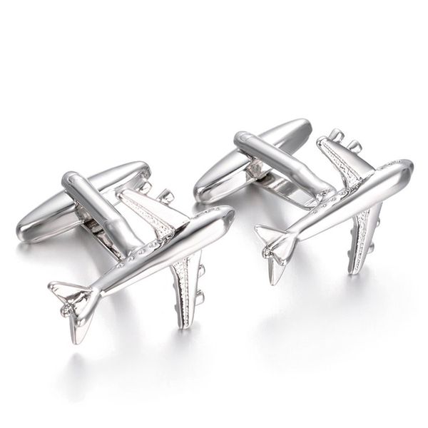 

novelty airplane wedding party suit shirt men's cufflinks cuff links jewelry new, Silver