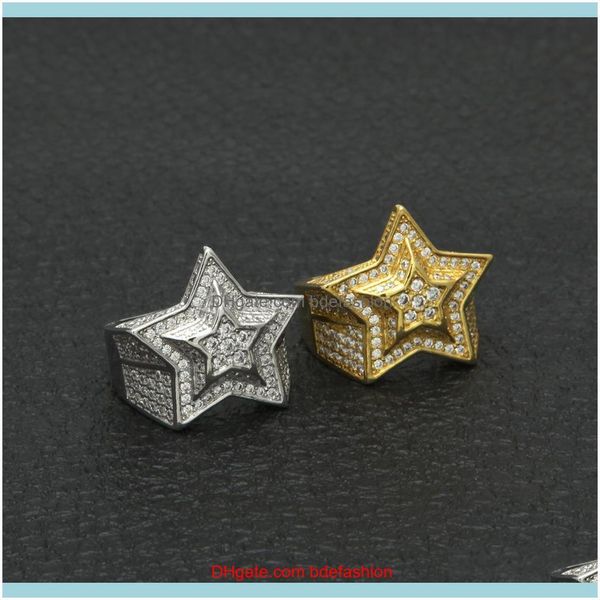 

with side stones jewelry retro pentacle cz zirconia stars geometric ring wedding party female finger rings fashion jewelry wholesale drop de, Silver
