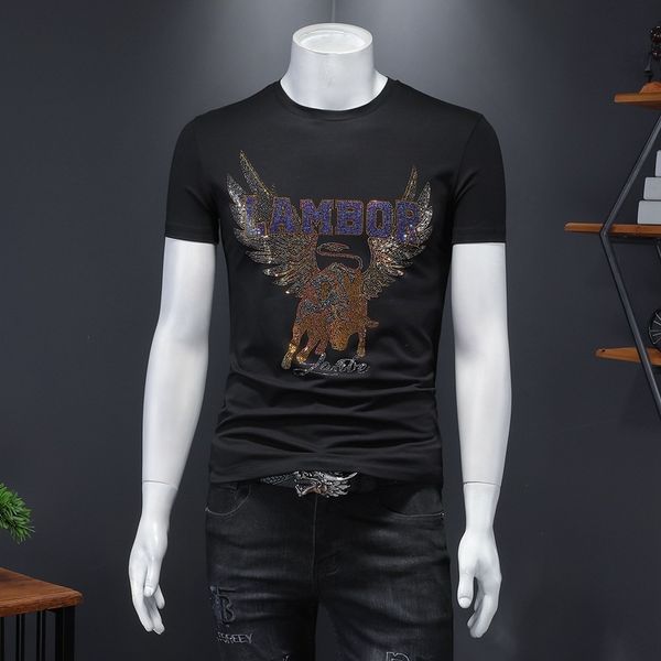 

fashion t shirts 2021 summer men's round neck drill short sleeve simple oversize youth brand, White;black