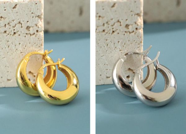 

hoop & huggie 925 plain dome sterling silver french lock hinged earrings a4033, Golden;silver
