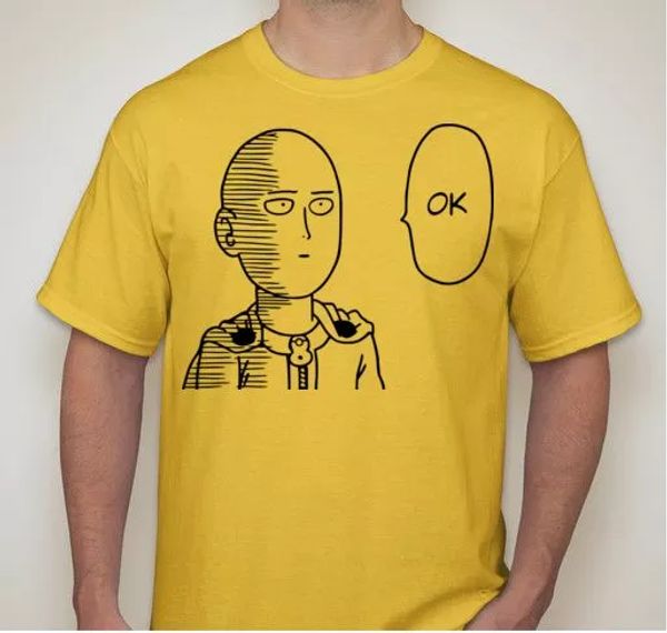 

one punch man saitama ok anime t shirt, White;black