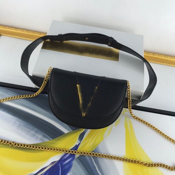

belt waist bag shoulder crossbody bags women handbag purse calfskin leather gold metal removable chain strap magnetic flap adjust chest belt