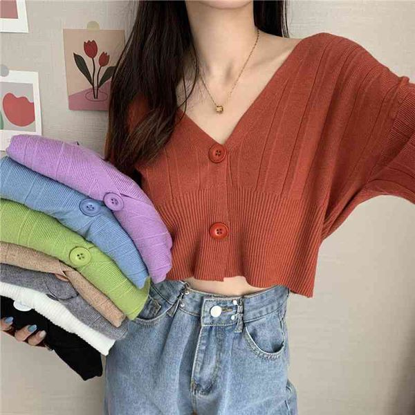 

spring loose v-neck sweater woman korean fashion female pullover solid color casual knitted vintage cardigan sweater top, White;black