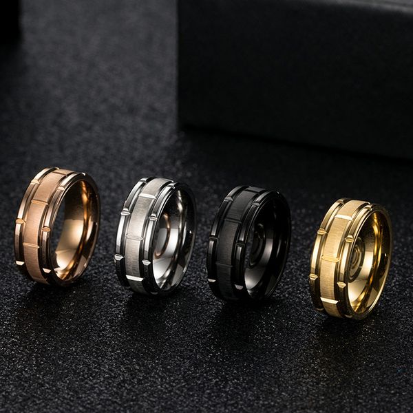 

18k titanium steel drawing combination men's band rings platinum plated gold fashion wedding anniversary simple european american style, Silver