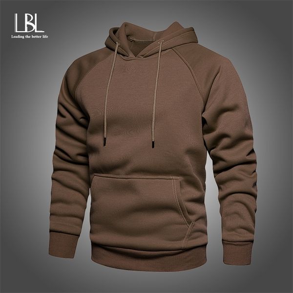 

solid men hoodies autumn men's casual hooded sweatshirts basic man streetwear pullovers winter fleece hoody 210813, Black