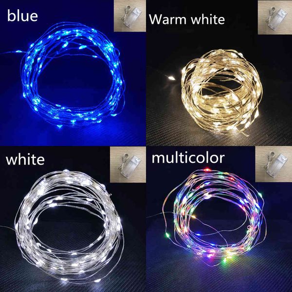 1M 2M 3M 10M LED LEDs de Bateria de Cobre Fairy Fairy String Luzes Decoração de Ano Novo Árvore de Natal Início Y0720