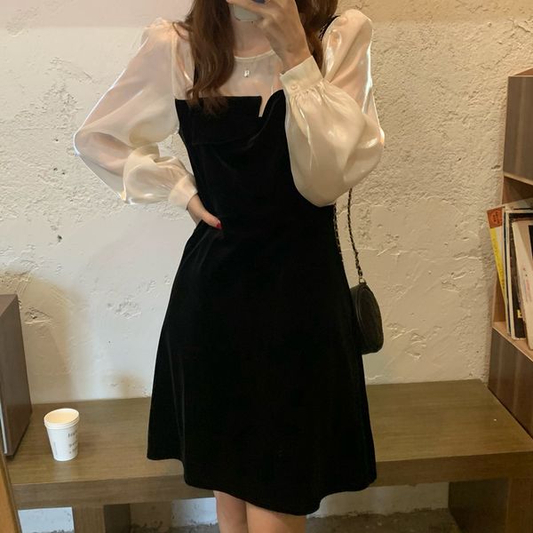 

dresses design color-hit veet slim vintage chic retro women stylish es elegance vestidos, Black;gray