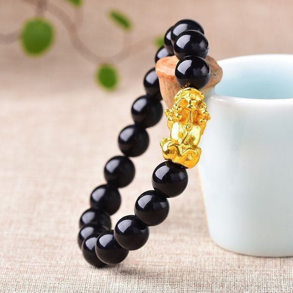 

bracelet fashion natural rainbow eye obsidian with brass men's and women's children's donghai crystal, Golden;silver