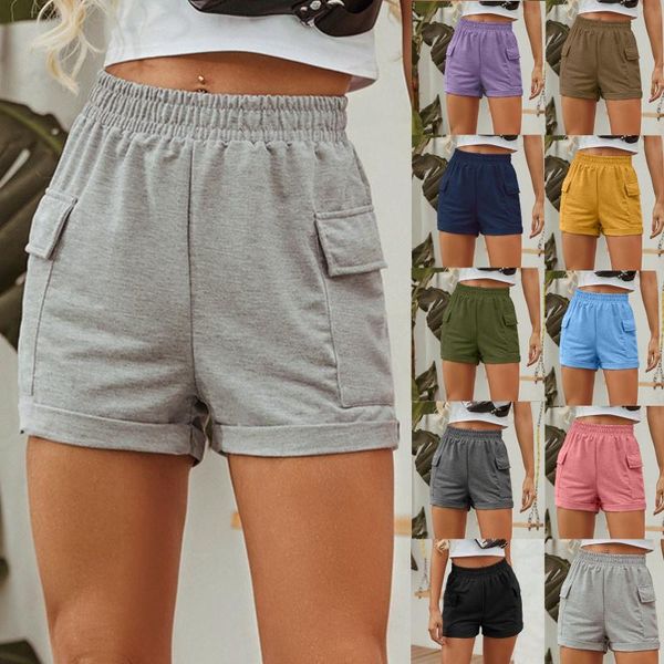 

women's shorts summer high waist wide leg short pants women gray length drawstring pure casual loose holiday trousers, White;black