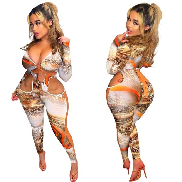 

2021 autumn women s hollow strap printing jumpsuit urban casual, White