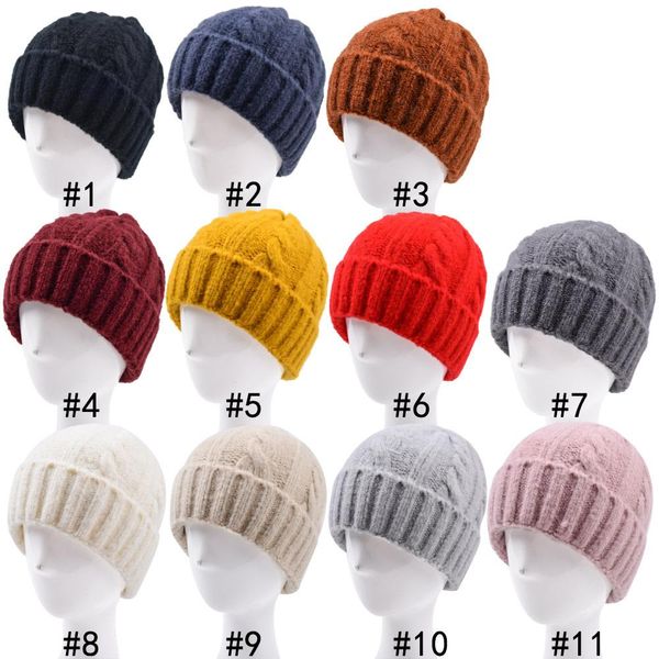 

knitted hats winter warm beanie solid wool crochet skull caps fashion beanies woolen soft cute skiing stretch headgear streetwear accessorie, Yellow