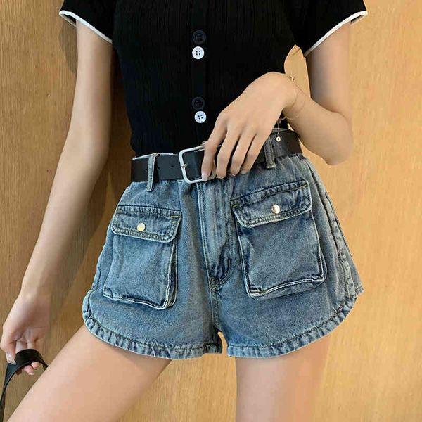 Летние шикарные комбинезоны Широкие джинсы женские высокие талии прямые шорты горячие короткие сексуальные плюс размер женщины короткие брюки 210416