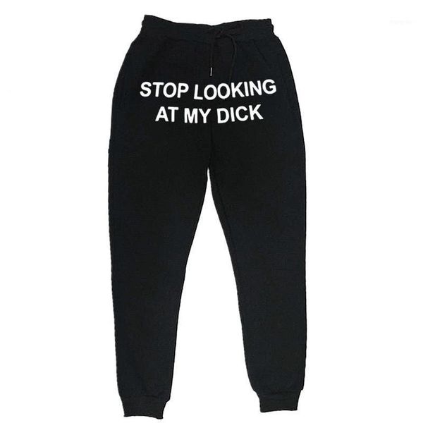 

men's women's jogger sweatpants swatching my dick hip hop printed high waist pants streetwear, Black