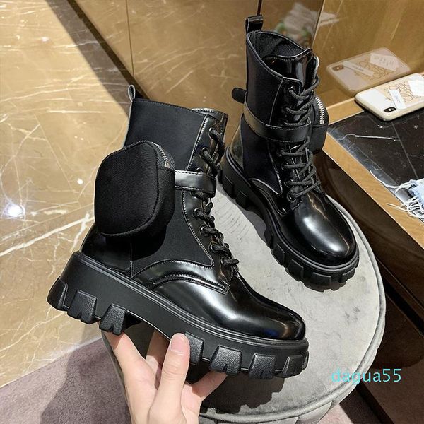 

2021 autumn ladies military platform pocket woman, Black