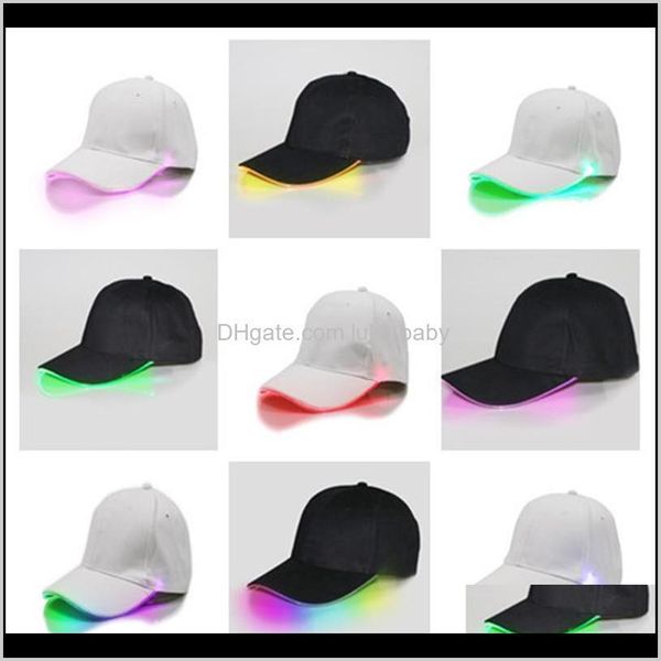 Cappelli, sciarpe Guanti Accessori di moda Drop Delivery 2021 Baseball Cotone Fibra ottica Brillante Led Light Ball Caps Glow In Dark Regolabile