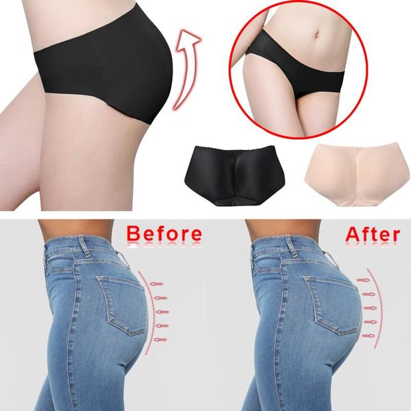 

women's panties wome raised arms and hips thickened fake sponge solid color briefs, Black;pink
