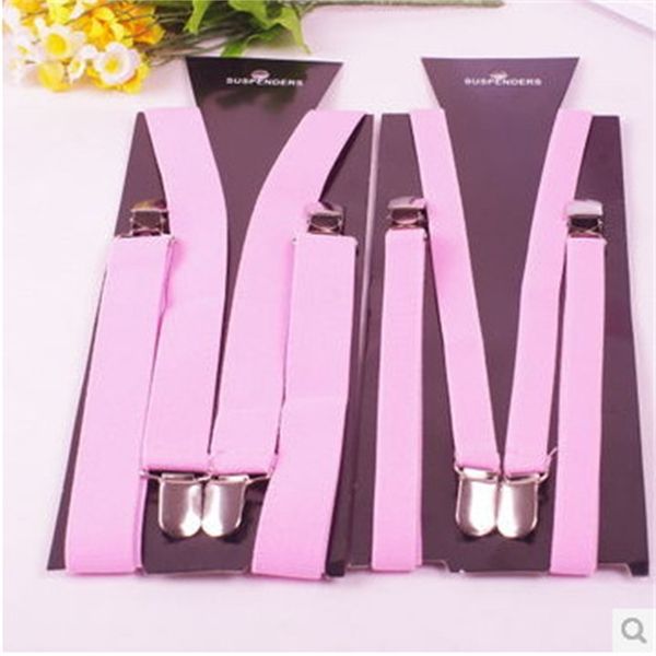 

korean fashion trend no cross 4 clip men's and women's suspenders, Black;white