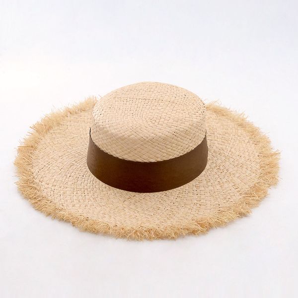 

fashion big hat korean lafite straw with flat brim and large eaves, Blue;gray