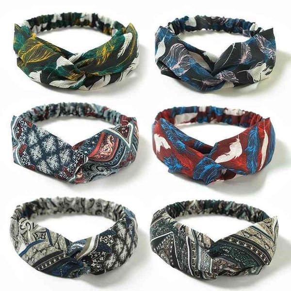 

elastic wind cross feather hair band women's headdress, Black;brown