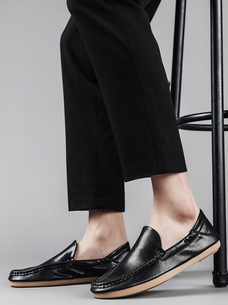 

dress shoes 2021 men casual classic loafers flat spring autumn moccasins breathable fashion genuine leather for u7n7, Black