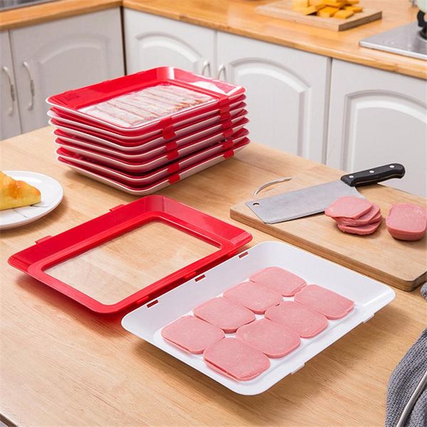 

kitchen storage & organization 6pcs creative vacuum preservation tray stackable fresh keeping refrigerator serving plate organizer