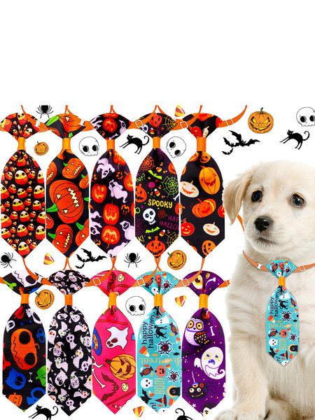 Hundebekleidung Halloween Hunde Fliegen Verstellbarer Kragen Kürbis Schädel Haustier Krawatten Pflegezubehör Lustige Katzenzubehör PHJK2109