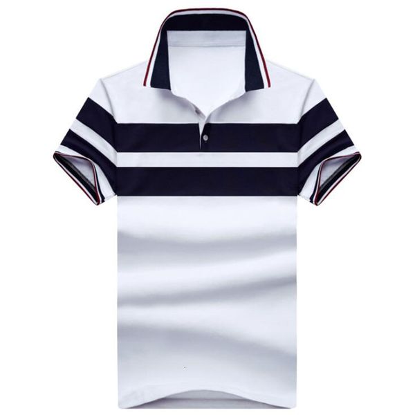 

men's polos summer striped cotton short sleeve men polo shirts casual turndown collar male crvu, White;black