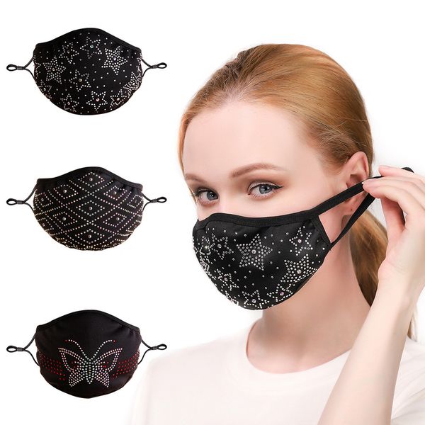 

new pentagram geometric drill mask butterfly drill black cotton mask