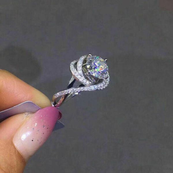 

wedding rings creative personality silver color large rhinestone ladies ring jewelry exquisitely inlaid big zircon women's, Slivery;golden