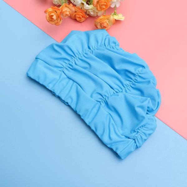 

swimming caps 2pcs swim waterproof pleated hat ear protector for (sky blue)