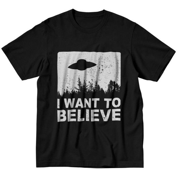

men's t-shirts cool the x files i want to believe t shirt men short sleeve cotton t-shirt leisure aliens ufo area 51 tee fashion tshir, White;black