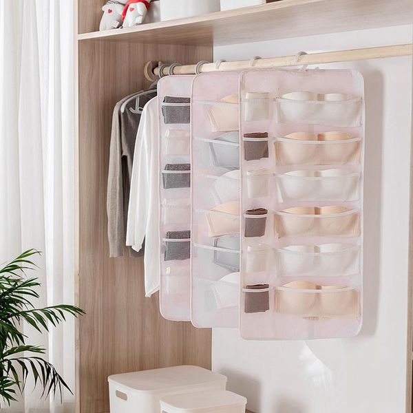 

storage boxes & bins hanging underwear organizer foldable non-woven wardrobe bra socks bag multi pockets bedroom door clothes bags