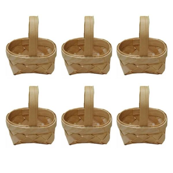 

storage baskets 6pcs hand-woven basket mini candy hand box wedding festival gift