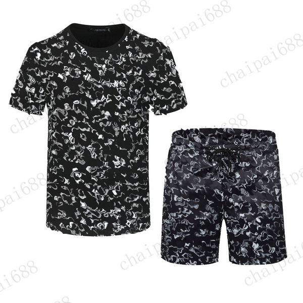 

2021 the new highend luxury mens shortsleeved shorts twopiece summer thin mens fashion casual suit m3xl, Gray
