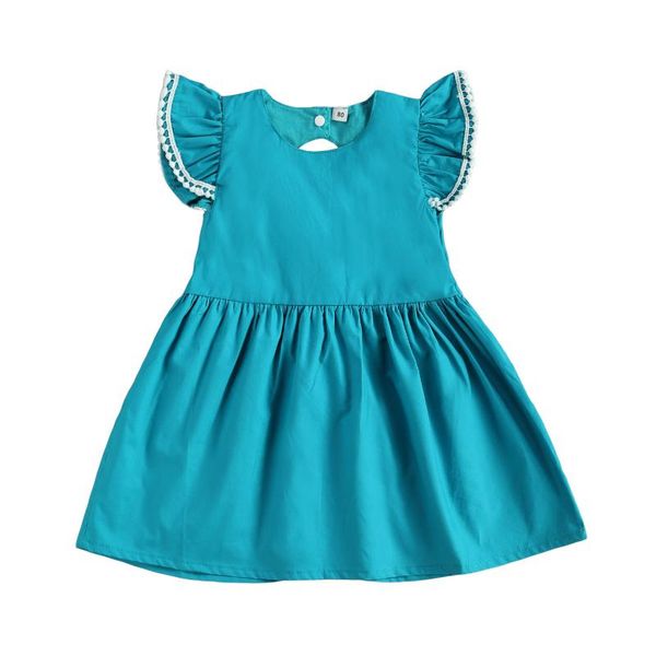 

kids baby girls sleeve solid dress children summer stylish hollow out back sundress for daily wear 1-6t girl's dresses, Red;yellow