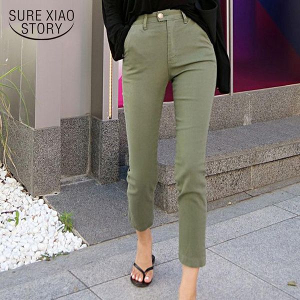 

women's jeans high waist for women 2021 autumn stretch cotton army green mujer casual straight korean denim trouser 10415, Blue