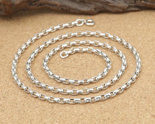 

chains national standard 925pure silver 3mm necklace jewelry square men women chain round