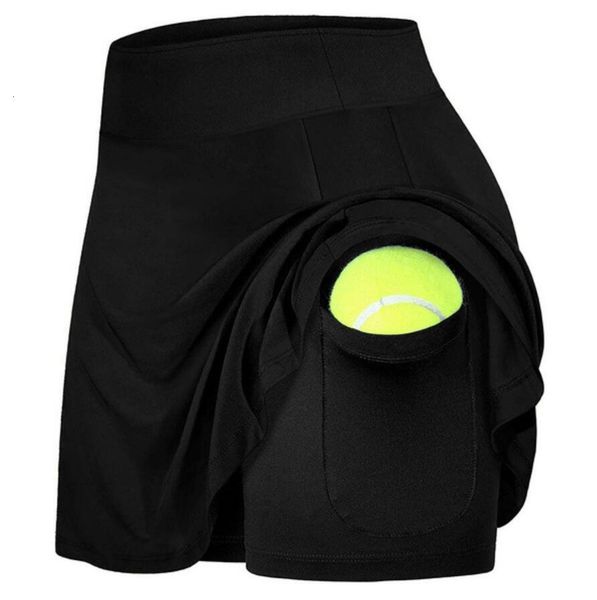 

women's casual yoga sport shorts tennis skirt pocket running fitness gym clothes women golf skirts pants, Black