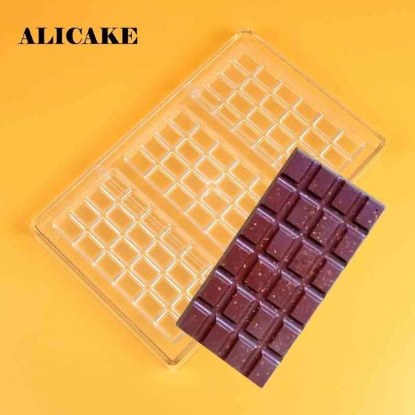 

polycarbonate chocolate mold plastic chunk of chocolate bar form thickened mould baking pastry cake decoration bakery tools 210408