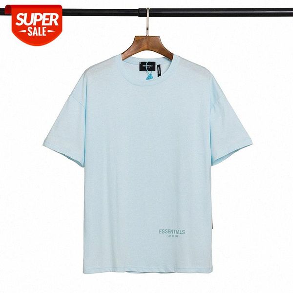 

fear of god fog double line essentials reflective letters trend men and women couples high street short sleeve t-shirt #e09v, White;black