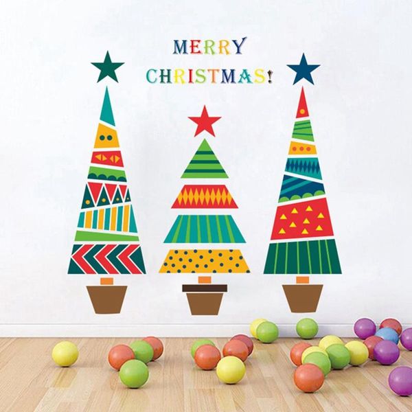 

wall stickers christmas tree decoration glass windows sticker decals festival home happy year wallpaper
